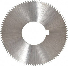 Made in USA - 1-3/4" Diam x 0.036" Blade Thickness x 5/8" Arbor Hole Diam, 90 Tooth Slitting and Slotting Saw - Arbor Connection, Right Hand, Uncoated, High Speed Steel, Concave Ground, Contains Keyway - Americas Industrial Supply