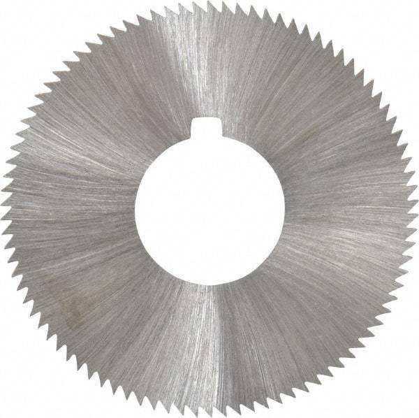 Made in USA - 1-3/4" Diam x 0.04" Blade Thickness x 5/8" Arbor Hole Diam, 90 Tooth Slitting and Slotting Saw - Arbor Connection, Right Hand, Uncoated, High Speed Steel, Concave Ground, Contains Keyway - Americas Industrial Supply