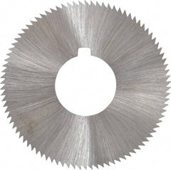 Made in USA - 1-3/4" Diam x 0.04" Blade Thickness x 5/8" Arbor Hole Diam, 90 Tooth Slitting and Slotting Saw - Arbor Connection, Right Hand, Uncoated, High Speed Steel, Concave Ground, Contains Keyway - Americas Industrial Supply