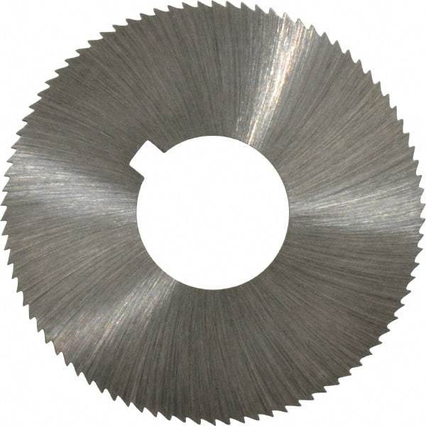 Made in USA - 1-3/4" Diam x 0.045" Blade Thickness x 5/8" Arbor Hole Diam, 90 Tooth Slitting and Slotting Saw - Arbor Connection, Right Hand, Uncoated, High Speed Steel, Concave Ground, Contains Keyway - Americas Industrial Supply