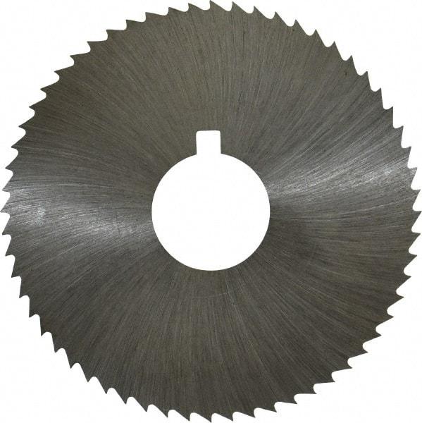 Made in USA - 2-1/4" Diam x 0.008" Blade Thickness x 5/8" Arbor Hole Diam, 60 Tooth Slitting and Slotting Saw - Arbor Connection, Right Hand, Uncoated, High Speed Steel, Concave Ground, Contains Keyway - Americas Industrial Supply