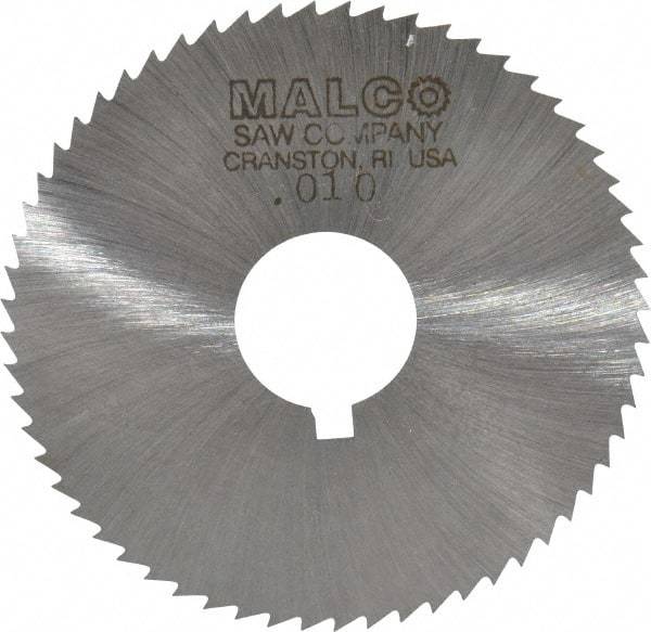 Made in USA - 2-1/4" Diam x 0.01" Blade Thickness x 5/8" Arbor Hole Diam, 60 Tooth Slitting and Slotting Saw - Arbor Connection, Right Hand, Uncoated, High Speed Steel, Concave Ground, Contains Keyway - Americas Industrial Supply