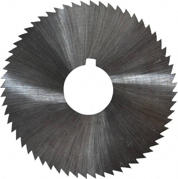 Made in USA - 2-1/4" Diam x 0.012" Blade Thickness x 5/8" Arbor Hole Diam, 60 Tooth Slitting and Slotting Saw - Arbor Connection, Right Hand, Uncoated, High Speed Steel, Concave Ground, Contains Keyway - Americas Industrial Supply