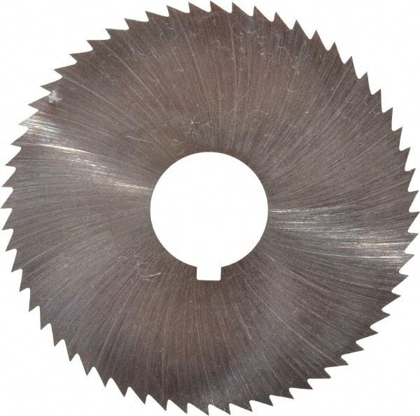 Made in USA - 2-1/4" Diam x 0.018" Blade Thickness x 5/8" Arbor Hole Diam, 60 Tooth Slitting and Slotting Saw - Arbor Connection, Right Hand, Uncoated, High Speed Steel, Concave Ground, Contains Keyway - Americas Industrial Supply