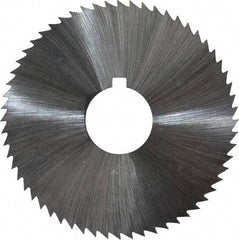 Made in USA - 2-1/4" Diam x 0.023" Blade Thickness x 5/8" Arbor Hole Diam, 60 Tooth Slitting and Slotting Saw - Arbor Connection, Right Hand, Uncoated, High Speed Steel, Concave Ground, Contains Keyway - Americas Industrial Supply