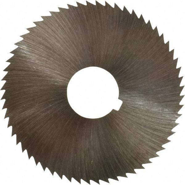 Made in USA - 2-1/4" Diam x 0.028" Blade Thickness x 5/8" Arbor Hole Diam, 60 Tooth Slitting and Slotting Saw - Arbor Connection, Right Hand, Uncoated, High Speed Steel, Concave Ground, Contains Keyway - Americas Industrial Supply