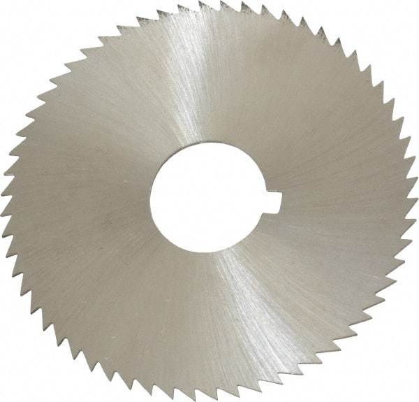 Made in USA - 2-1/4" Diam x 0.032" Blade Thickness x 5/8" Arbor Hole Diam, 60 Tooth Slitting and Slotting Saw - Arbor Connection, Right Hand, Uncoated, High Speed Steel, Concave Ground, Contains Keyway - Americas Industrial Supply