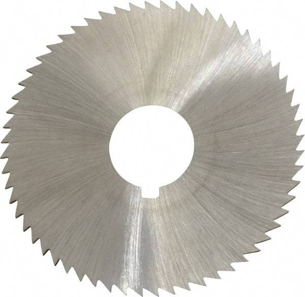 Made in USA - 2-1/4" Diam x 0.036" Blade Thickness x 5/8" Arbor Hole Diam, 60 Tooth Slitting and Slotting Saw - Arbor Connection, Right Hand, Uncoated, High Speed Steel, Concave Ground, Contains Keyway - Americas Industrial Supply