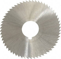 Made in USA - 2-1/4" Diam x 0.036" Blade Thickness x 5/8" Arbor Hole Diam, 60 Tooth Slitting and Slotting Saw - Arbor Connection, Right Hand, Uncoated, High Speed Steel, Concave Ground, Contains Keyway - Americas Industrial Supply