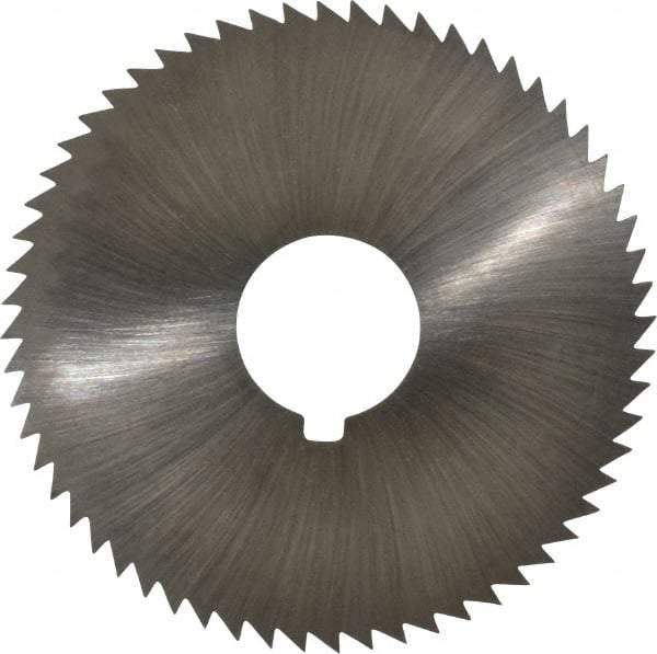 Made in USA - 2-1/4" Diam x 0.045" Blade Thickness x 5/8" Arbor Hole Diam, 60 Tooth Slitting and Slotting Saw - Arbor Connection, Right Hand, Uncoated, High Speed Steel, Concave Ground, Contains Keyway - Americas Industrial Supply