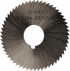 Made in USA - 2-1/4" Diam x 0.057" Blade Thickness x 5/8" Arbor Hole Diam, 60 Tooth Slitting and Slotting Saw - Arbor Connection, Right Hand, Uncoated, High Speed Steel, Concave Ground, Contains Keyway - Americas Industrial Supply