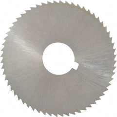 Made in USA - 2-1/4" Diam x 0.091" Blade Thickness x 5/8" Arbor Hole Diam, 60 Tooth Slitting and Slotting Saw - Arbor Connection, Right Hand, Uncoated, High Speed Steel, Concave Ground, Contains Keyway - Americas Industrial Supply