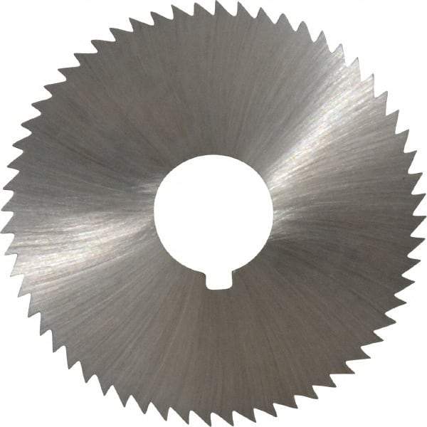 Made in USA - 2-1/4" Diam x 0.102" Blade Thickness x 5/8" Arbor Hole Diam, 60 Tooth Slitting and Slotting Saw - Arbor Connection, Right Hand, Uncoated, High Speed Steel, Concave Ground, Contains Keyway - Americas Industrial Supply