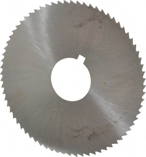 Made in USA - 2-3/4" Diam x 0.02" Blade Thickness x 3/4" Arbor Hole Diam, 72 Tooth Slitting and Slotting Saw - Arbor Connection, Right Hand, Uncoated, High Speed Steel, Concave Ground, Contains Keyway - Americas Industrial Supply