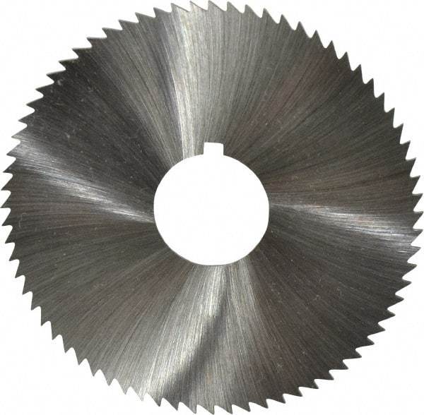 Made in USA - 2-3/4" Diam x 0.04" Blade Thickness x 3/4" Arbor Hole Diam, 72 Tooth Slitting and Slotting Saw - Arbor Connection, Right Hand, Uncoated, High Speed Steel, Concave Ground, Contains Keyway - Americas Industrial Supply