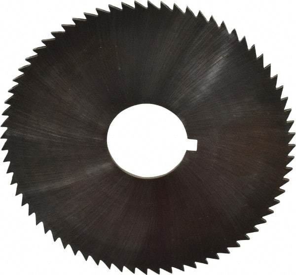 Made in USA - 2-3/4" Diam x 0.045" Blade Thickness x 3/4" Arbor Hole Diam, 72 Tooth Slitting and Slotting Saw - Arbor Connection, Right Hand, Uncoated, High Speed Steel, Concave Ground, Contains Keyway - Americas Industrial Supply