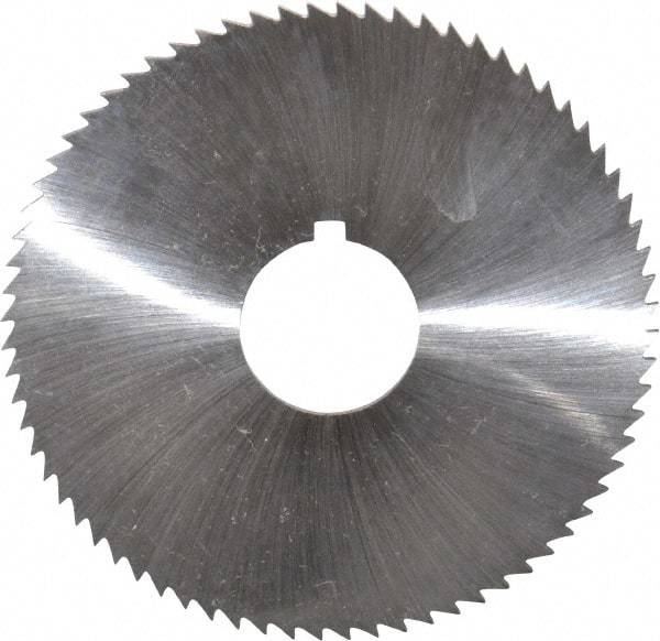 Made in USA - 2-3/4" Diam x 0.057" Blade Thickness x 3/4" Arbor Hole Diam, 72 Tooth Slitting and Slotting Saw - Arbor Connection, Right Hand, Uncoated, High Speed Steel, Concave Ground, Contains Keyway - Americas Industrial Supply