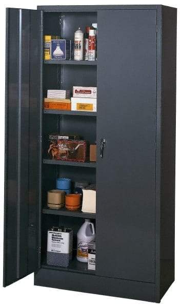 Edsal - 4 Shelf Combination Storage Cabinet - Steel, 36" Wide x 18" Deep x 78" High, Med Grey - Americas Industrial Supply
