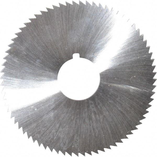 Made in USA - 2-3/4" Diam x 0.114" Blade Thickness x 3/4" Arbor Hole Diam, 72 Tooth Slitting and Slotting Saw - Arbor Connection, Right Hand, Uncoated, High Speed Steel, Concave Ground, Contains Keyway - Americas Industrial Supply