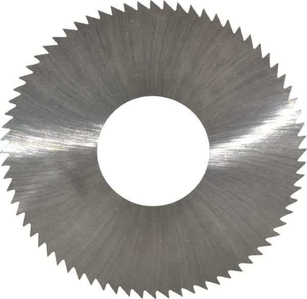 Made in USA - 2-3/4" Diam x 0.014" Blade Thickness x 1" Arbor Hole Diam, 72 Tooth Slitting and Slotting Saw - Arbor Connection, Right Hand, Uncoated, High Speed Steel, Concave Ground, Contains Keyway - Americas Industrial Supply