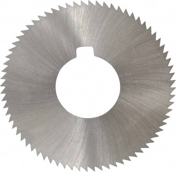 Made in USA - 2-3/4" Diam x 0.023" Blade Thickness x 1" Arbor Hole Diam, 72 Tooth Slitting and Slotting Saw - Arbor Connection, Right Hand, Uncoated, High Speed Steel, Concave Ground, Contains Keyway - Americas Industrial Supply