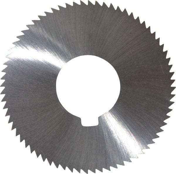 Made in USA - 2-3/4" Diam x 0.045" Blade Thickness x 1" Arbor Hole Diam, 72 Tooth Slitting and Slotting Saw - Arbor Connection, Right Hand, Uncoated, High Speed Steel, Concave Ground, Contains Keyway - Americas Industrial Supply