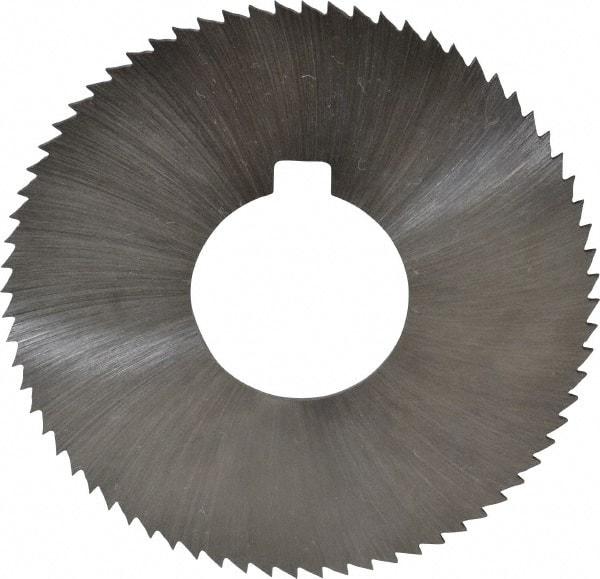 Made in USA - 2-3/4" Diam x 0.051" Blade Thickness x 1" Arbor Hole Diam, 72 Tooth Slitting and Slotting Saw - Arbor Connection, Right Hand, Uncoated, High Speed Steel, Concave Ground, Contains Keyway - Americas Industrial Supply