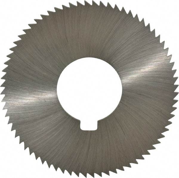 Made in USA - 2-3/4" Diam x 0.091" Blade Thickness x 1" Arbor Hole Diam, 72 Tooth Slitting and Slotting Saw - Arbor Connection, Right Hand, Uncoated, High Speed Steel, Concave Ground, Contains Keyway - Americas Industrial Supply