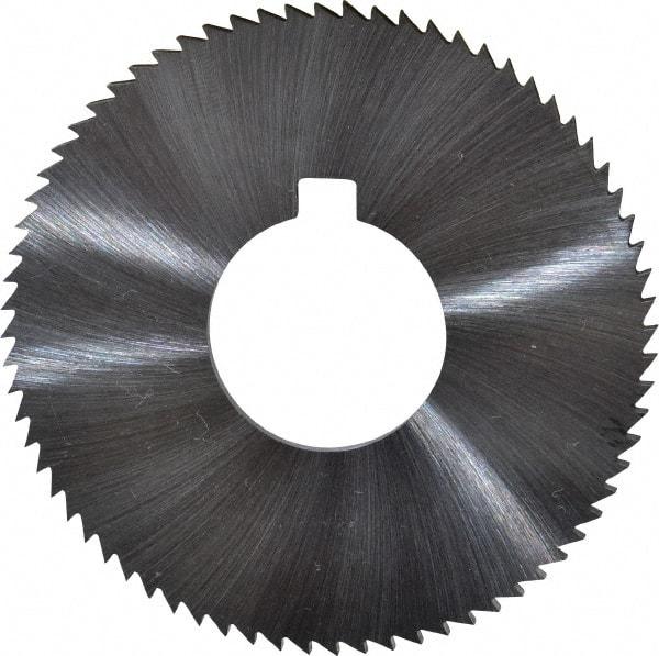 Made in USA - 2-3/4" Diam x 0.102" Blade Thickness x 1" Arbor Hole Diam, 72 Tooth Slitting and Slotting Saw - Arbor Connection, Right Hand, Uncoated, High Speed Steel, Concave Ground, Contains Keyway - Americas Industrial Supply