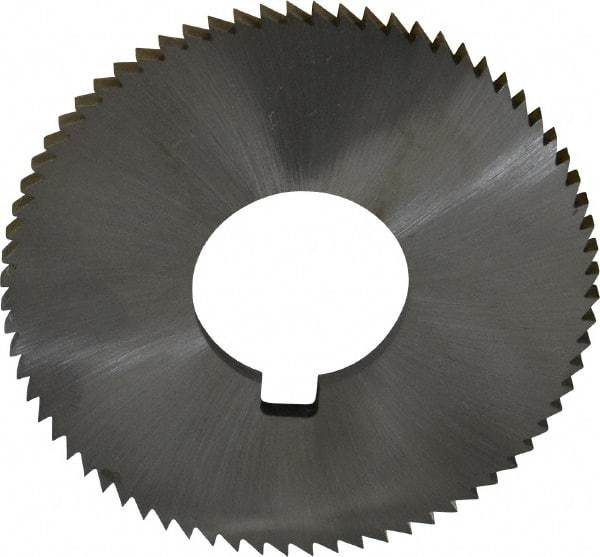 Made in USA - 2-3/4" Diam x 0.144" Blade Thickness x 1" Arbor Hole Diam, 72 Tooth Slitting and Slotting Saw - Arbor Connection, Right Hand, Uncoated, High Speed Steel, Concave Ground, Contains Keyway - Americas Industrial Supply