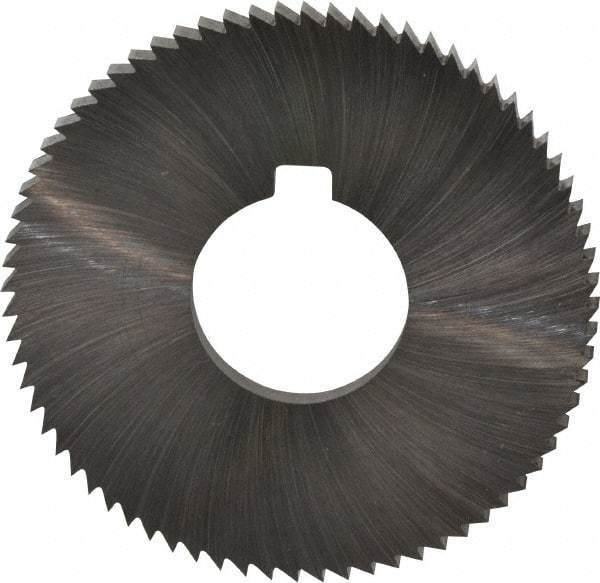 Made in USA - 2-3/4" Diam x 0.182" Blade Thickness x 1" Arbor Hole Diam, 72 Tooth Slitting and Slotting Saw - Arbor Connection, Right Hand, Uncoated, High Speed Steel, Concave Ground, Contains Keyway - Americas Industrial Supply