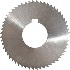 Made in USA - 2-3/4" Diam x 0.028" Blade Thickness x 1" Arbor Hole Diam, 56 Tooth Slitting and Slotting Saw - Arbor Connection, Right Hand, Uncoated, High Speed Steel, Concave Ground, Contains Keyway - Americas Industrial Supply