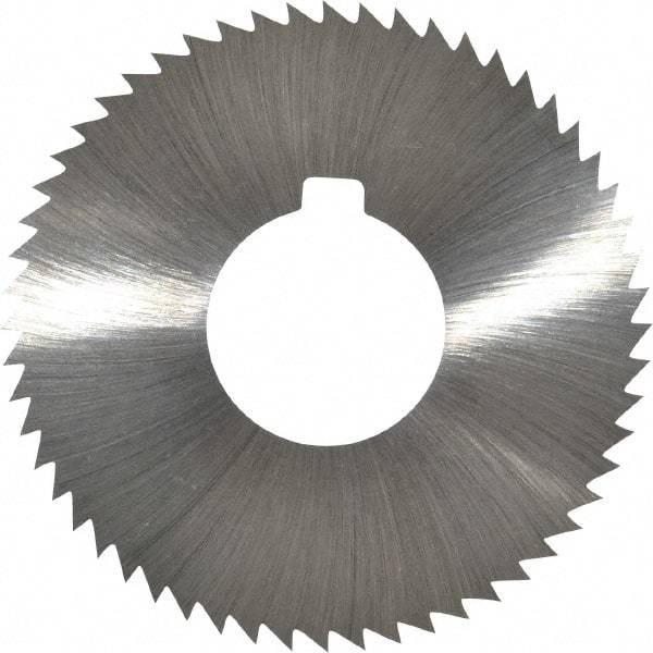 Made in USA - 2-3/4" Diam x 0.032" Blade Thickness x 1" Arbor Hole Diam, 56 Tooth Slitting and Slotting Saw - Arbor Connection, Right Hand, Uncoated, High Speed Steel, Concave Ground, Contains Keyway - Americas Industrial Supply