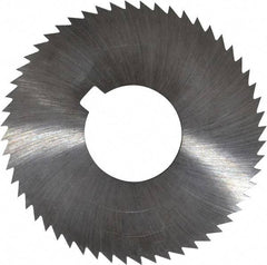 Made in USA - 2-3/4" Diam x 0.036" Blade Thickness x 1" Arbor Hole Diam, 56 Tooth Slitting and Slotting Saw - Arbor Connection, Right Hand, Uncoated, High Speed Steel, Concave Ground, Contains Keyway - Americas Industrial Supply