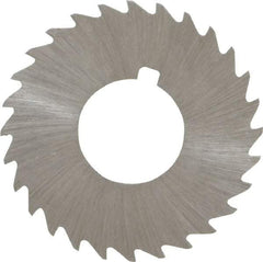 Made in USA - 1-1/4" Diam x 1/32" Blade Thickness x 1/2" Arbor Hole Diam, 28 Tooth Slitting and Slotting Saw - Arbor Connection, Right Hand, Uncoated, High Speed Steel, Concave Ground, Contains Keyway - Americas Industrial Supply