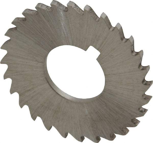 Made in USA - 1-1/4" Diam x 1/16" Blade Thickness x 1/2" Arbor Hole Diam, 28 Tooth Slitting and Slotting Saw - Arbor Connection, Right Hand, Uncoated, High Speed Steel, Concave Ground, Contains Keyway - Americas Industrial Supply