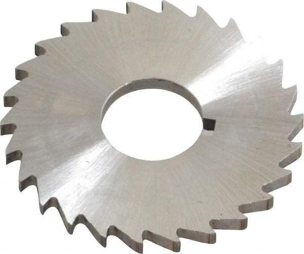 Made in USA - 1-1/2" Diam x 3/32" Blade Thickness x 1/2" Arbor Hole Diam, 26 Tooth Slitting and Slotting Saw - Arbor Connection, Right Hand, Uncoated, High Speed Steel, Concave Ground, Contains Keyway - Americas Industrial Supply