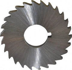 Made in USA - 1-1/2" Diam x 1/8" Blade Thickness x 1/2" Arbor Hole Diam, 26 Tooth Slitting and Slotting Saw - Arbor Connection, Right Hand, Uncoated, High Speed Steel, Concave Ground, Contains Keyway - Americas Industrial Supply