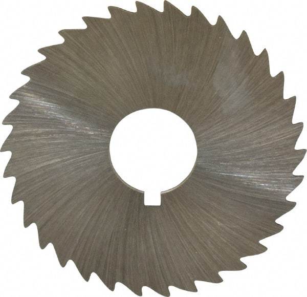 Made in USA - 1-3/4" Diam x 1/32" Blade Thickness x 1/2" Arbor Hole Diam, 34 Tooth Slitting and Slotting Saw - Arbor Connection, Right Hand, Uncoated, High Speed Steel, Concave Ground, Contains Keyway - Americas Industrial Supply