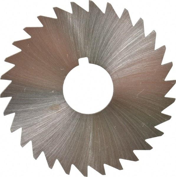 Made in USA - 1-3/4" Diam x 1/16" Blade Thickness x 1/2" Arbor Hole Diam, 30 Tooth Slitting and Slotting Saw - Arbor Connection, Right Hand, Uncoated, High Speed Steel, Concave Ground, Contains Keyway - Americas Industrial Supply