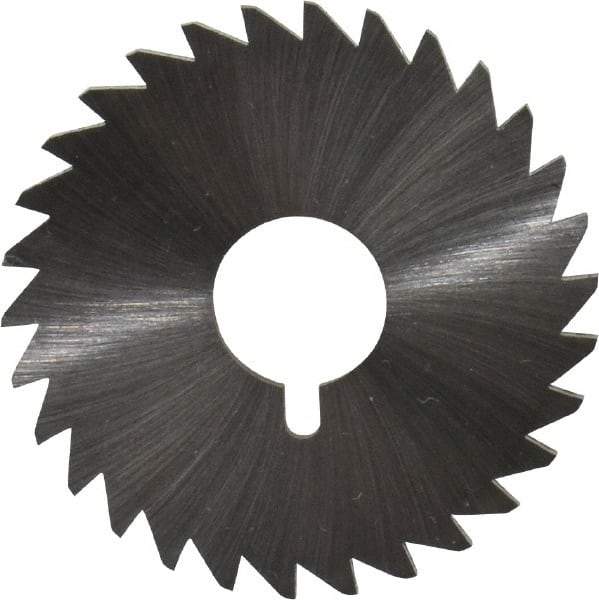 Made in USA - 1-3/4" Diam x 3/32" Blade Thickness x 1/2" Arbor Hole Diam, 30 Tooth Slitting and Slotting Saw - Arbor Connection, Right Hand, Uncoated, High Speed Steel, Concave Ground, Contains Keyway - Americas Industrial Supply