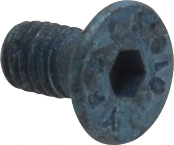 Metric Blue - M4x0.70 Metric Coarse Hex Socket Drive, 90° Flat Screw - Grade 10.9 Alloy Steel, Metric Blue Finish, Fully Threaded, 8mm OAL - Americas Industrial Supply