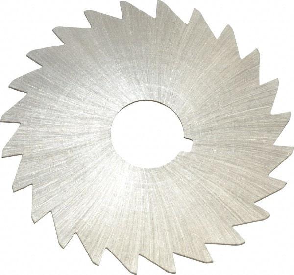 Made in USA - 2" Diam x 1/32" Blade Thickness x 1/2" Arbor Hole Diam, 24 Tooth Slitting and Slotting Saw - Arbor Connection, Right Hand, Uncoated, High Speed Steel, Concave Ground, Contains Keyway - Americas Industrial Supply