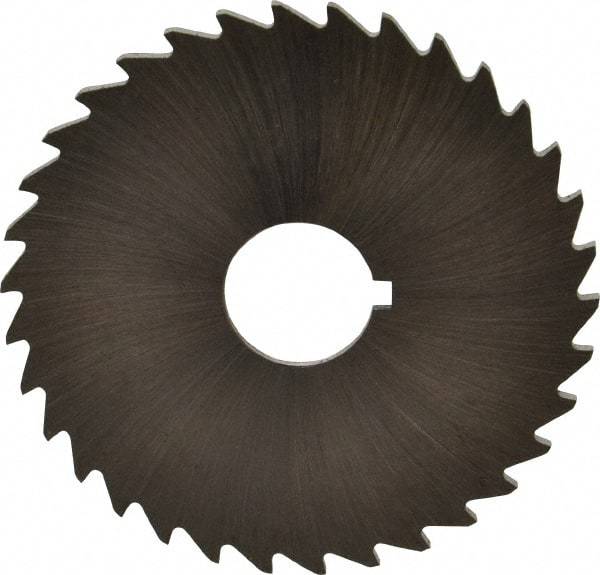 Made in USA - 2" Diam x 1/16" Blade Thickness x 1/2" Arbor Hole Diam, 34 Tooth Slitting and Slotting Saw - Arbor Connection, Right Hand, Uncoated, High Speed Steel, Concave Ground, Contains Keyway - Americas Industrial Supply