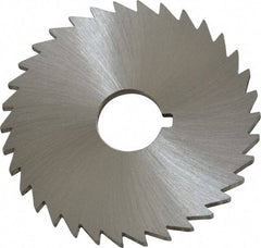 Made in USA - 2" Diam x 3/32" Blade Thickness x 1/2" Arbor Hole Diam, 34 Tooth Slitting and Slotting Saw - Arbor Connection, Right Hand, Uncoated, High Speed Steel, Concave Ground, Contains Keyway - Americas Industrial Supply