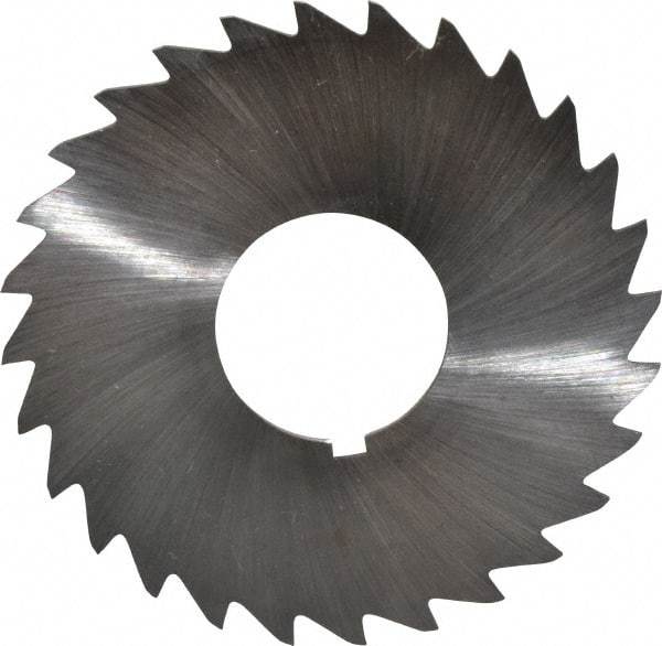 Made in USA - 2-1/2" Diam x 3/64" Blade Thickness x 7/8" Arbor Hole Diam, 28 Tooth Slitting and Slotting Saw - Arbor Connection, Right Hand, Uncoated, High Speed Steel, Concave Ground, Contains Keyway - Americas Industrial Supply