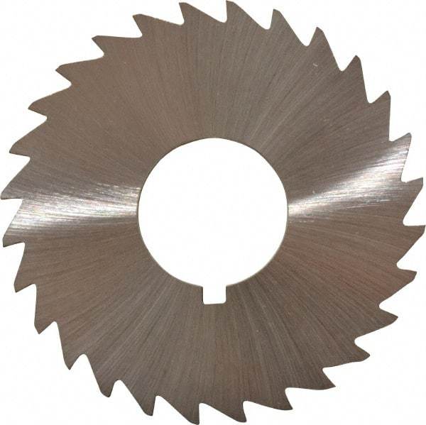 Made in USA - 2-1/2" Diam x 1/8" Blade Thickness x 7/8" Arbor Hole Diam, 28 Tooth Slitting and Slotting Saw - Arbor Connection, Right Hand, Uncoated, High Speed Steel, Concave Ground, Contains Keyway - Americas Industrial Supply