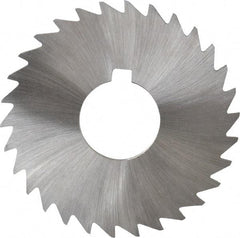 Made in USA - 3" Diam x 3/32" Blade Thickness x 1" Arbor Hole Diam, 30 Tooth Slitting and Slotting Saw - Arbor Connection, Right Hand, Uncoated, High Speed Steel, Concave Ground, Contains Keyway - Americas Industrial Supply