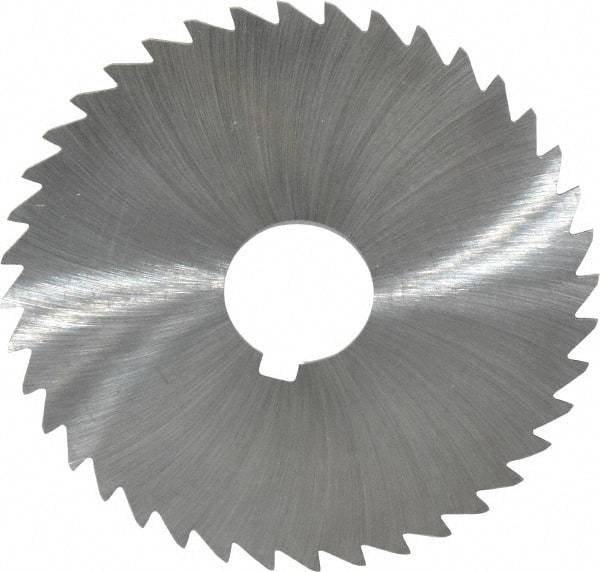 Made in USA - 4" Diam x 1/32" Blade Thickness x 1" Arbor Hole Diam, 40 Tooth Slitting and Slotting Saw - Arbor Connection, Right Hand, Uncoated, High Speed Steel, Concave Ground, Contains Keyway - Americas Industrial Supply