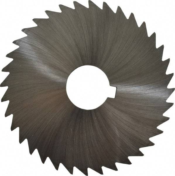 Made in USA - 4" Diam x 3/32" Blade Thickness x 1" Arbor Hole Diam, 36 Tooth Slitting and Slotting Saw - Arbor Connection, Right Hand, Uncoated, High Speed Steel, Concave Ground, Contains Keyway - Americas Industrial Supply